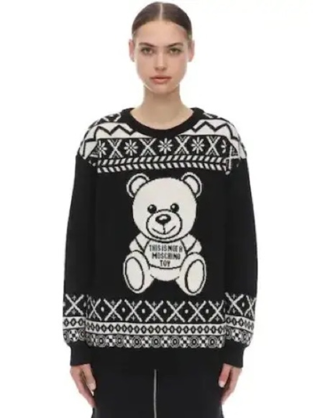 ✨MOSCHINO✨ Black & White Teddy Knit Sweater